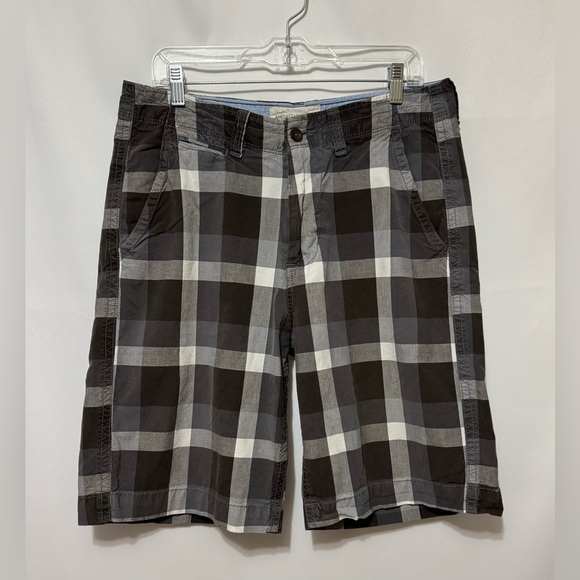 American Eagle Longer Length Grey Plaid Shorts Men's 32 Checkered Bermuda AEO - Picture 14 of 16